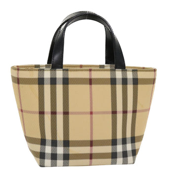 BURBERRY Nova Check Hand Bag PVC Leather Beige Auth yk6252