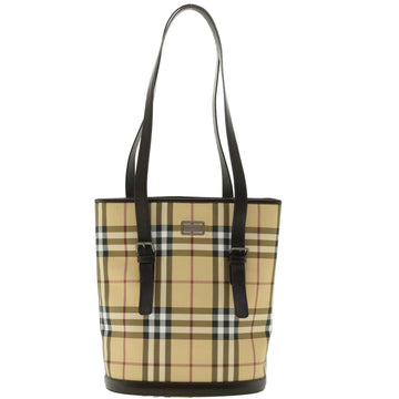 BURBERRY Nova Check Shoulder Bag Nylon Beige Auth yk6411