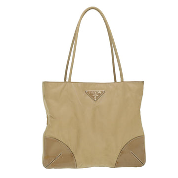 PRADA Tote Bag Nylon Beige Auth yk6796B