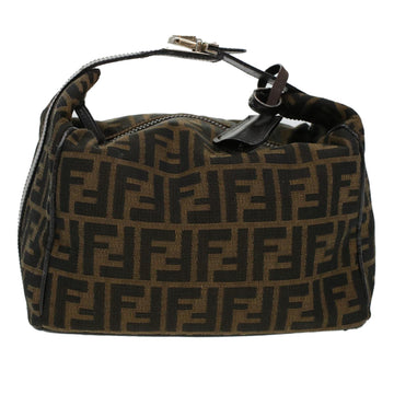 FENDI Zucca Canvas Hand Bag Black Brown Auth yk6888B