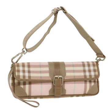 BURBERRY Nova Check Shoulder Bag PVC Leather 2way Pink Auth yk7033B