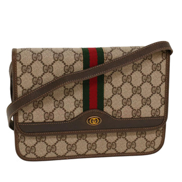 GUCCI GG Canvas Web Sherry Line Shoulder Bag Beige Red Green Auth yk7034B