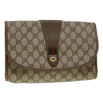 GUCCI GG Canvas Web Sherry Line Clutch Bag Beige Red 89.01.030 Auth yk7078B