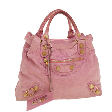BALENCIAGA The Giant Hand Bag Leather Pink 173085 Auth yk7128