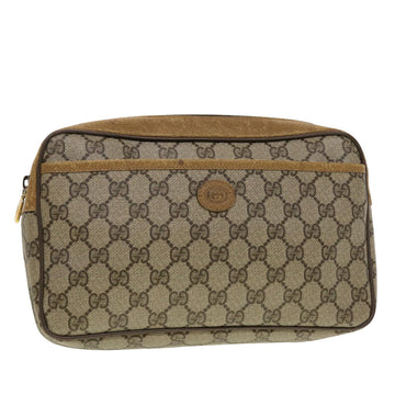 GUCCI GG Canvas Clutch Bag PVC Leather Beige 89.01.044 Auth yk7129