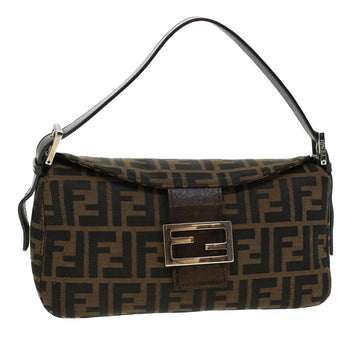 FENDI Zucca Canvas Mamma Baguette Shoulder Bag Brown 2321 26725 008 Auth yk7143