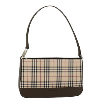 BURBERRY Nova Check Shoulder Bag Nylon Leather Beige Auth yk7269