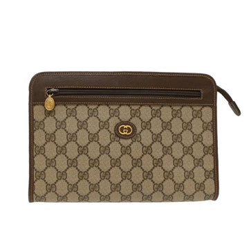 GUCCI GG Canvas Clutch Bag PVC Leather Beige 014.122.6063.4021 Auth yk7734