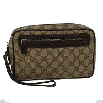 GUCCI GG Canvas Clutch Bag PVC Leather Beige 73956 Auth yk7760