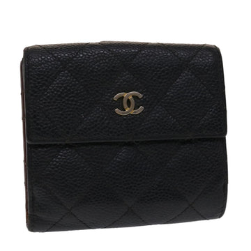 CHANEL Matelasse Wallet Black CC Auth yk7854