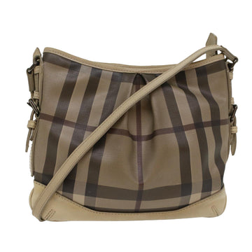 BURBERRY Nova Check Shoulder Bag PVC Leather Beige Brown Auth yk7864