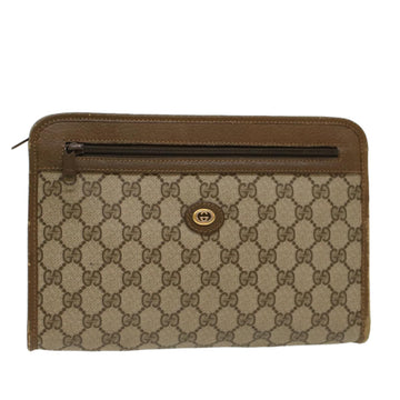 GUCCI GG Canvas Clutch Bag PVC Leather Beige Auth yk7935B