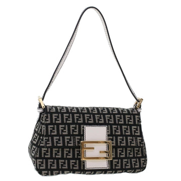 FENDI Zucchino Canvas Mini mamma bucket Hand Bag Black Auth yk8027