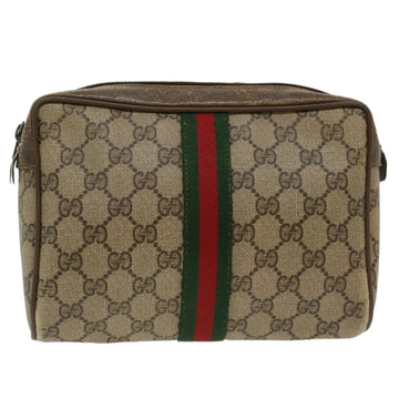 GUCCI GG Canvas Web Sherry Line Clutch Bag Beige Red Green 56.01.012 Auth yk8055