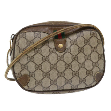 GUCCI GG Canvas Web Sherry Line Shoulder Bag Beige Red 89.02.066 Auth yk8057