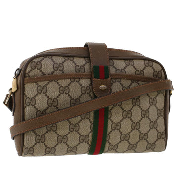 GUCCI GG Canvas Web Sherry Line Shoulder Bag Beige Red 89.02.055 Auth yk8060