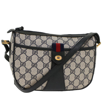 GUCCI GG Canvas Sherry Line Shoulder Bag Gray Red Navy 89.02.032 Auth yk8166