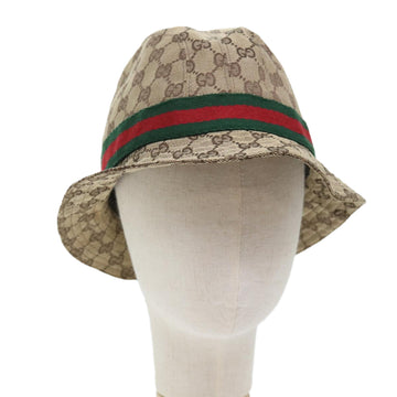 GUCCI GG Canvas Web Sherry Line Hat L Beige Red Green Auth yk8211