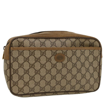 GUCCI GG Canvas Clutch Bag PVC Leather Beige 89.01.044 Auth yk8269