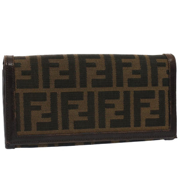 FENDI Zucca Canvas Wallet Black Brown Auth yk8305