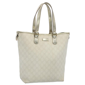 GUCCI GG Canvas Tote Bag White 189896 Auth yk8306