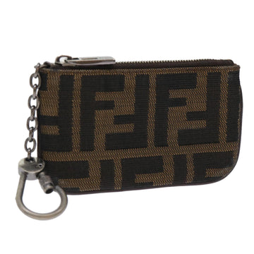 FENDI Zucca Canvas Coin Purse Black Brown Auth yk8340