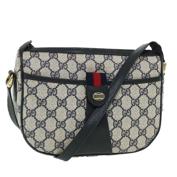 GUCCI GG Canvas Sherry Line Shoulder Bag Gray Red Navy 89.02.032 Auth yk8362