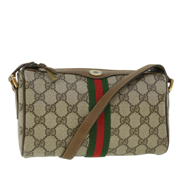 GUCCI GG Canvas Web Sherry Line Shoulder Bag Beige Red 89 02 018 Auth yk8428