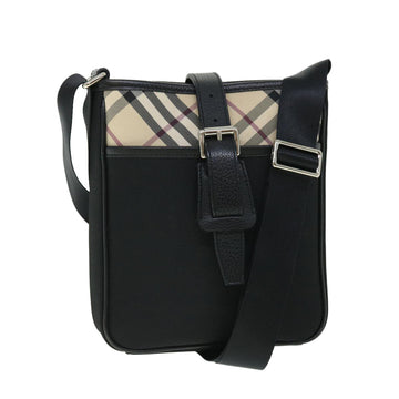 BURBERRY Nova Check Shoulder Bag Nylon Black Beige Auth yk8450