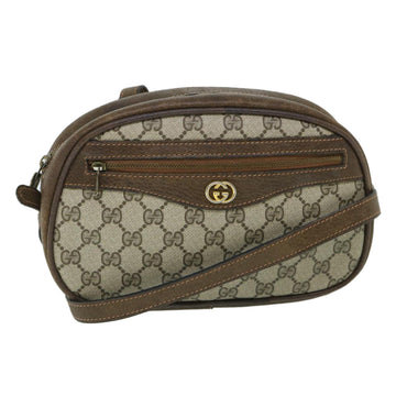 GUCCI GG Canvas Shoulder Bag PVC Leather Beige Auth yk8506