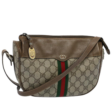 GUCCI GG Canvas Web Sherry Line Shoulder Bag Beige Green Red Auth yk8510