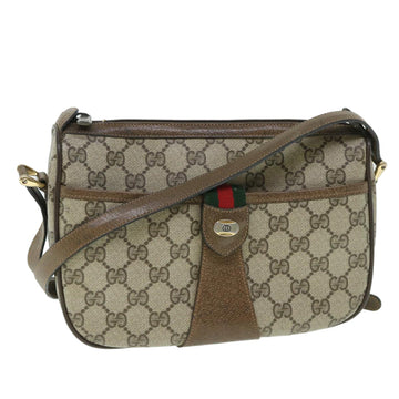 GUCCI GG Canvas Web Sherry Line Shoulder Bag Beige Red 14 02 032 Auth yk8526