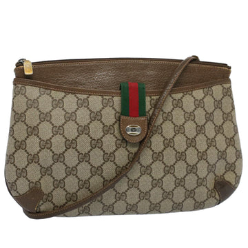 GUCCI GG Canvas Web Sherry Line Shoulder Bag Beige Red 904.02.026 Auth yk8573