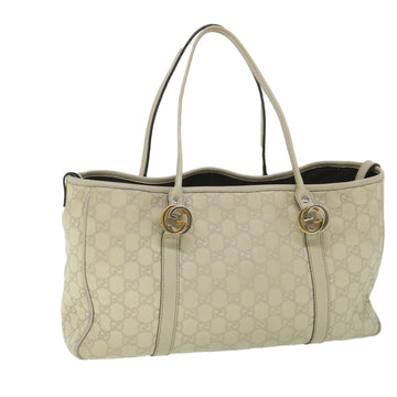 GUCCI GG Canvas ssima Tote Bag White 232957 Auth yk8944