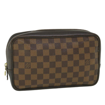 LOUIS VUITTON Damier Ebene Trousse Toilette Clutch Bag N47623 LV Auth yk8961