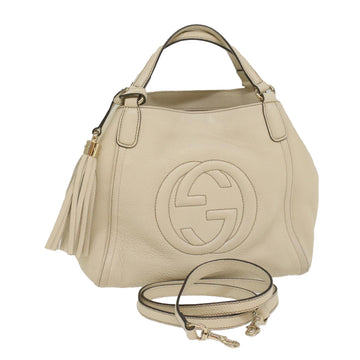 GUCCI Soho Hand Bag Leather 2way White 336751 Auth yk9136