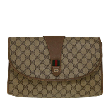 GUCCI GG Supreme Web Sherry Line Clutch Bag Beige Red 89 01 031 Auth yk9173