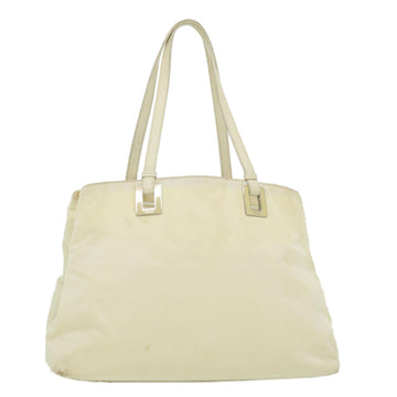 PRADA Tote Bag Nylon Leather Beige Auth yt907